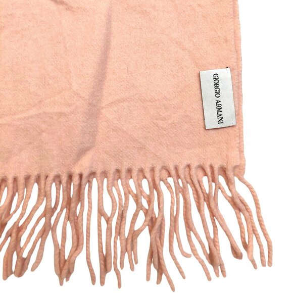 GIORGIO ARMANI Luxury Designer Vintage Logo Embroidered Light Pink Scarf - Picture 13 of 16